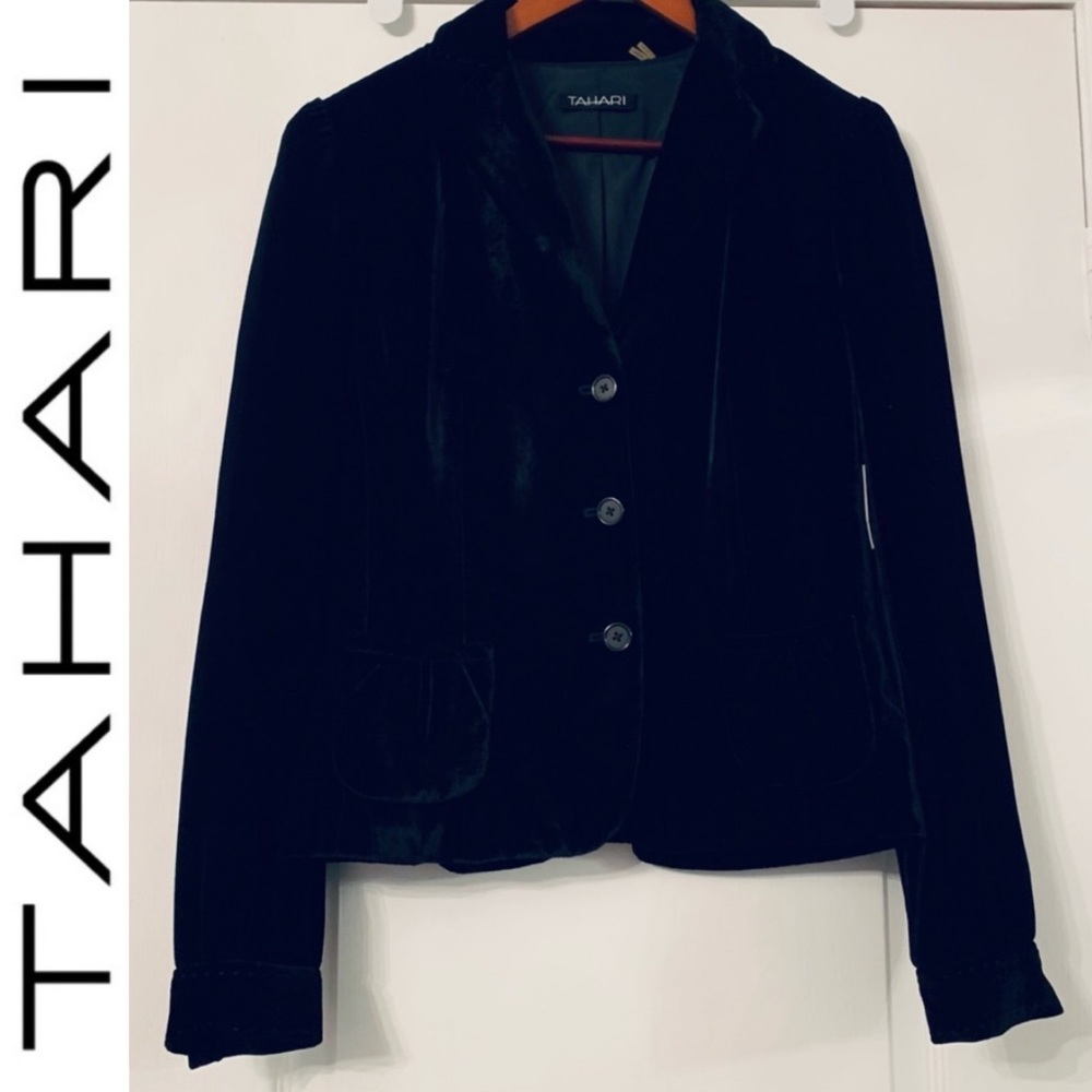 🖤 NWT TAHARI SILK BLEND VELVET RUCHED BACK BLAZER 🖤🥂